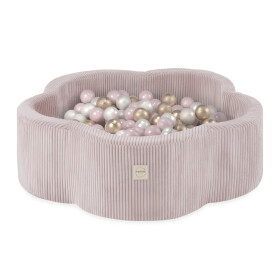 PLUSH NEST PLUSH NEST Suchý bazén Květinová zóna 95 × 30 cm, prémiový manšestr světle růžový, s 300 míčky