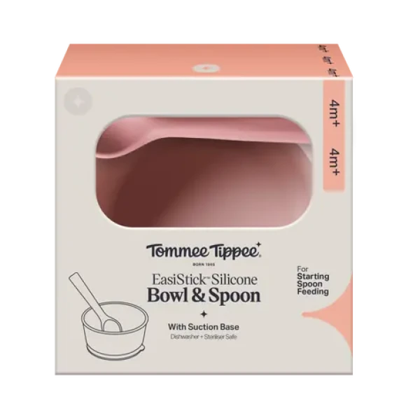 Tommee Tippee Silikonová mistička s přísavkou a lžičkou růžová (448747-T)