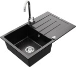 MEXEN - Bruno granitový dřez 1 s odkapávačem včetně baterie Telma, černá 6513-77-670200-00