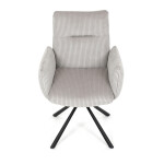 Židle jídelní, krémová manšestrová látka, 360° vratný mechanismus, černý kov