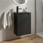 CERANO - Umyvadlová skříňka pro WC Sora - černá matná + umyvadlo z lit. mramoru - černá matná - 40x57,5x22 CER-999993