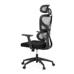 Kancelářská židle, šedá síťovina, černý plast, kolečka na tvrdé podlahy