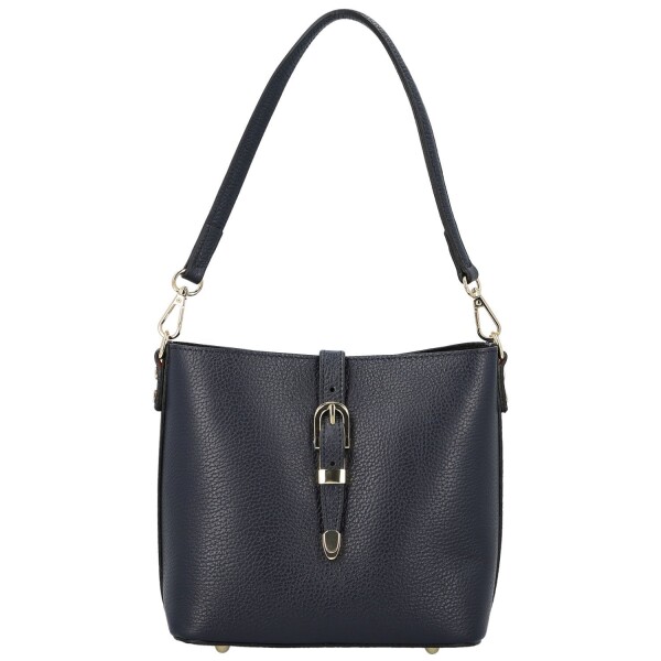 Luxusní dámská kožená kabelka na rameno Bertha, tmavě modrá
