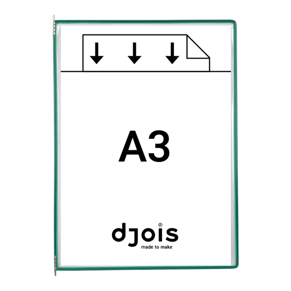 Djois závěsný rámeček s kapsou, A3, otevřený shora, zelený, 10 ks