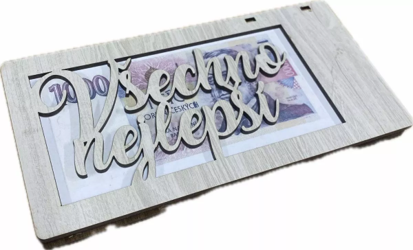 Mdeco Dřevěná krabička na peníze 20x10cm - Všechno nejlepší Barva: Bílá