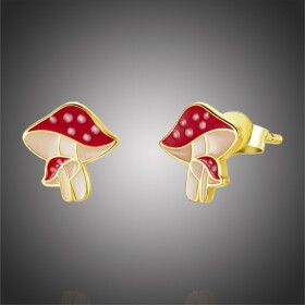 Stříbrné náušnice Podzimní romance, muchomůrka, stříbro 925/1000, Zlatá