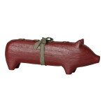 Maileg Dřevěný svícen Wooden Pig Advent Large Red, červená barva, dřevo