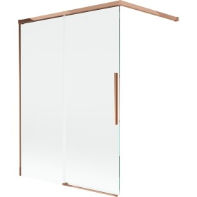 MEXEN/S - Rox vanová zástěna 2-křídlová posuvná 120 x 150, transparent, růžové zlato 8C9-120-003-60-00