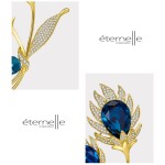 Luxusní brož Swarovski Elements Paula - květina, Modrá