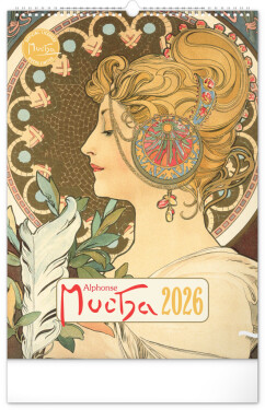 Nástěnný kalendář 2026 NOTIQUE - Alfons Mucha, 33 x 46 cm