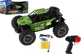 Auto RC buggy terénní zelené 22cm plast 2,4GHz na baterie + dobíjecí pack v krabici 32x16x18cm