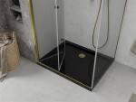 MEXEN/S - Lima sprchový kout zalamovací dveře 100 x 90, transparent, zlatý + Flat černá vanička se sifonem 856-100-090-50-00-4070G