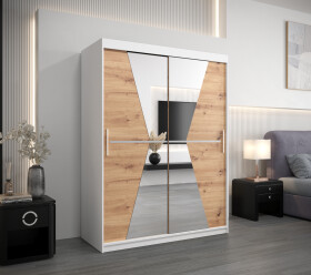 Šatní skříň Abi Ma Barva korpusu: Bílá, Rozměry: 150 cm, Dveře: Dub artisan