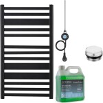 CERANO Koupelnový elektrický radiátorový set Enrico - WIFI - 300W - černá matná - 970x550 mm