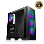 EVOLVEO Ptero Q2G, skříň ATX, 4x ARGB ventilátor, skleněná bočnice + přední panel, černá