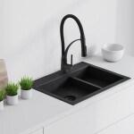 Erga Zefir, vysoká dřezová baterie s elastickým ramenem h-430, černá matná, ERG-YKA-BZ.ZEFIR-BLK
