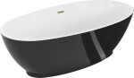 MEXEN/S - Bilbao volně stojící vana 180 x 90, bílá/černá, sifon a přepad zlatá kartáčovaná 51311809075-55