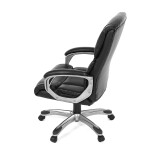 Kancelářské křeslo, černá ekokůže, plastový kříž, houpací mechanismus