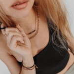 Náramek s černými turmalíny a růžovým rubínem, Růžová 17 cm + 3 cm (prodloužení)