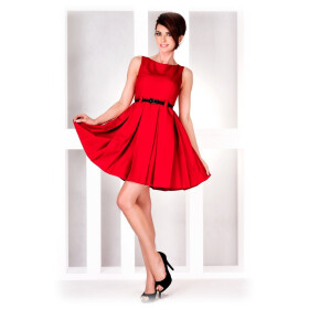 Dámské společenské šaty se páskem středně dlouhé červené Červená Červená model 15042335 numoco