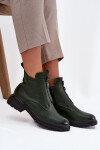 Zateplené dámské boty na zip s ozdobným prvkem tmavě zelené Roselle 38