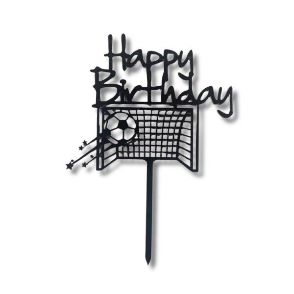 Dortisimo Zápich do dortu Happy Birthday s fotbalovou brankou černý