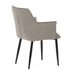 Židle jídelní, hnědá vodoodpudivá látka, černý matný lak, kovové nohy