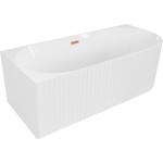 MEXEN/S - Gia volně stojící rohová vana reliéf levá 170 x 80, bílá lesk, sifon a přepad měď kartáčovaná 52701708000L-65