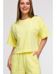 B294 Oříznutá mikina s krátkým rukávem - citronová EU 2XL/3XL