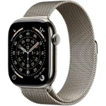 Apple Watch Series 11 GPS+Cellular 46mm Titanové tělo - Přírodní milánský tah M/L / 150–200 mm (MFD04MP/A)