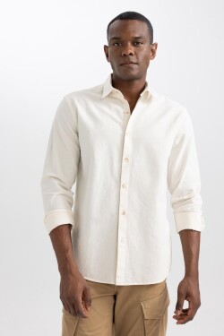 DEFACTO Regular Fit Linen Long Sleeve Shirt