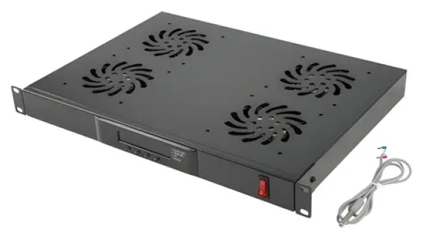 Lanberg 19" Ventilační jednotka černá / Ventilační jednotka / 4x ventilátor / LCD displej / Termostat / 230V (AK-1503-B)