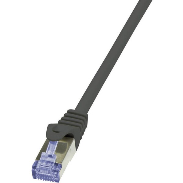 LogiLink CQ3083S RJ45 síťové kabely, propojovací kabely CAT 6A S/FTP 7.50 m černá samozhášecí, s ochranou 1 ks
