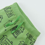 Sportovní kalhoty s motivem domů- zelené - 62 GREEN
