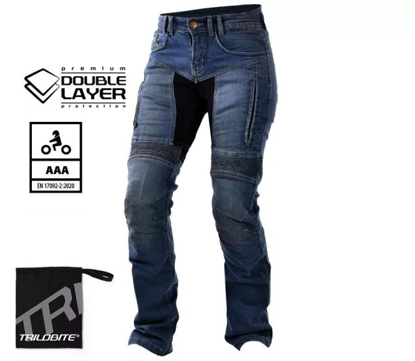 Dámské kalhoty na moto Trilobite Parado doublelayer Aaa regular fit blue level 2 - 26 / modrá