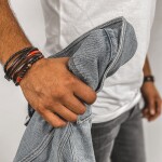 Pánský náramek Ernesto z pravé kůže a chirurgické oceli, Červená 22 cm