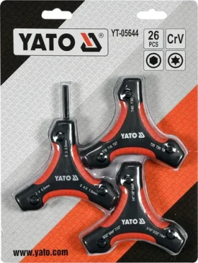 YATO Sada klíčů HEX a Torx 26 dílů / Sada klíčů / Skládací provedení / CrV ocel (YT-05644)