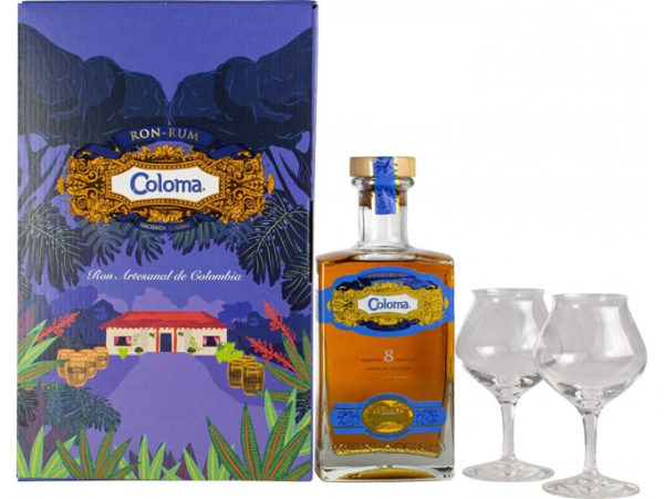 Coloma Rum 8y 40% 0,7 l (dárkové balení 2 sklenice)