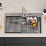 Quadron - Ocelový dřez BURT 110 WORKSTATION BRUSH NICKEL ZLE-09014