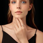 Stříbrný perlový prsten MOISSANITE + CERTIFIKÁT, nastavitelná Stříbrná certifikát GRA, hadřík na čištění stříbra, dárková krabička