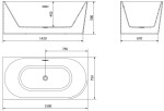 MEXEN/S - Mia vana volně stojící rohová levá 150 x 75, bílá, sifon a přepad černá 52691507500L-70