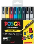 POSCA PC-3M 6+2 / Akrylový popisovač / Sada 8 barev (186825)