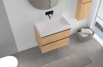 CERANO - Koupelnová skříňka Velora - dub medový, úchytka černá + umyvadlo z lit. mramoru Vita - bílá lesklá - 70x63x46,5 CER-8050BD84040