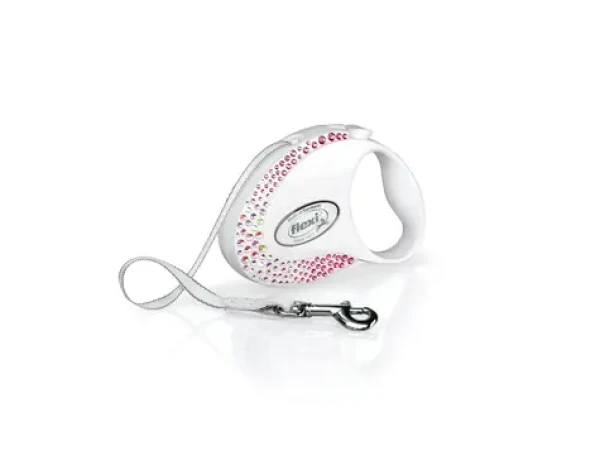 Flexi Glam Composition S pásek 3m Pearl White / Vodítko (FX-13564)