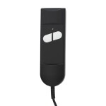 Křeslo polohovací, eletrické, šedá látka.