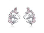 LUNICA Stříbrné náušnice RŮŽOVÝ JEDNOROŽEC 0670