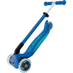 GLOBBER Koloběžka Primo Foldable Plus Lights tmavě modrá/tyrkysová / Skládací / Tříkolová / Osvětlená kola (439-600-2)