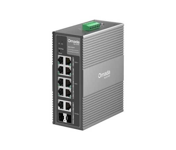 TP-Link OMADA průmyslový switch IES210GPP (8xGbE,2xGbE/SFPcombo,6xPoE+,2xPoE++,240W,DIN,IP40,fanless) EDF_324417