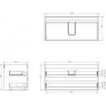 MEXEN - Box-A skříňka pro umyvadlo 100, 2 zásuvky, grafit mat 91AX0-1000-470-2-66