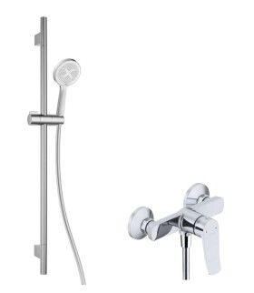 Kielle - Nefia Sprchový set s baterií, tyčí, hadicí a sprchovou hlavicí EcoSpare, chrom 20627SN10